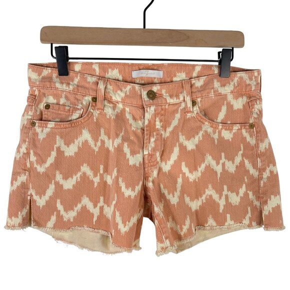 7 For All Mankind Shorts 27 Carlie Cut Off Pink Southwestern Aztec Print - Picture 1 of 7